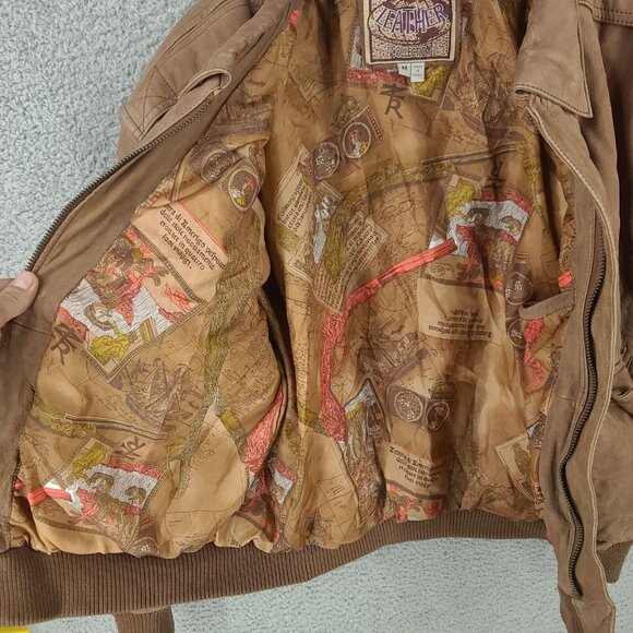 International Leather Collection Jacket Mens Medium Brown Bomber Full Zip - Picture 11 of 13